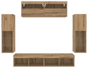 Armários de TV vidaXL com Luzes LED 2 pcs Carvalho Artesanal 80x30x30