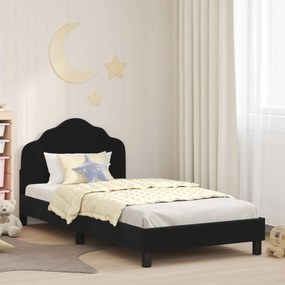 vidaXL Estrutura de Cama Infantil com Cabeceira Preto 90 x 190 cm