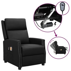 vidaXL Poltrona de massagens elétrica couro artificial preto