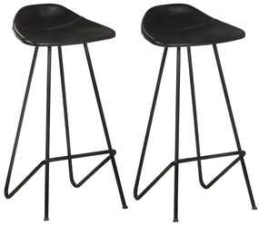 Bancos de bar 2 pcs couro genuíno preto