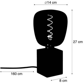 Candeeiro de mesa rural madeira natural incl. LED G140 - Bloc Rústico