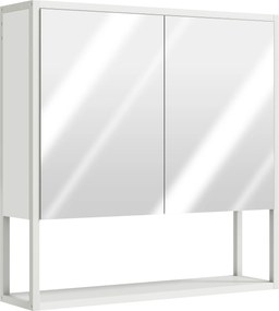 HOMCOM Armário de parede para banheiro com espelho, móvel para banheiro, 2 portas espelhadas, prateleira aberta 60 x 16 x 60 cm branco | Aosom Portugal