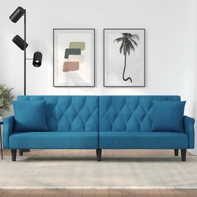vidaXL Sofá-cama com apoio de braços veludo azul
