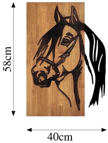 Acessório Decorativo de Parede em Madeira Cavalo – Preto Nogueira – 40