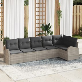 Conjunto de Sofás de Jardim vidaXL 6 Peças com Almofadas Ratan Sintéti