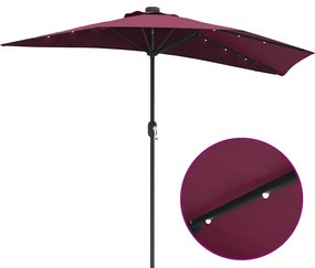 Guarda-sol de Jardim Vermelho bordô 294 x 150 x 223 cm tecido