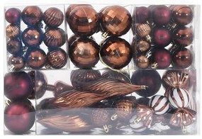 Enfeites de Natal 98 pcs Ø3/4/6 cm castanho