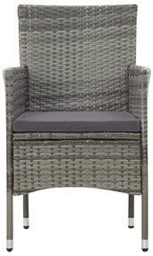 5 pcs conjunto lounge de jardim c/ almofadões vime PE cinzento
