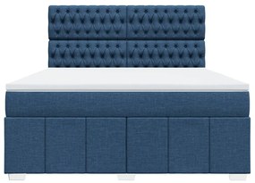 Cama com molas/colchão 180x200 cm tecido azul