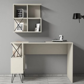 Secretária de Estudo Extra – Creme e Preto – 120x78,8x60 cm