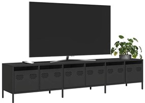 Móvel de TV 202x39x43,5 cm aço laminado a frio preto
