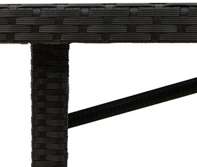 Mesa de jardim com tampo de vidro 190x80x74 cm vime PE preto