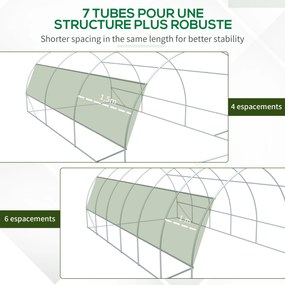 Estufa de jardim tipo túnel  4 x 3 x 2 m com 18 m², com porta, paredes laterais enroláveis, 12 janelas em aço e PE, verde