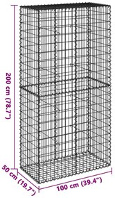 Cesto gabião com cobertura 100x50x200 cm ferro galvanizado