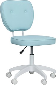 Vinsetto Cadeira de Escritório Giratória Estofada em Pele Sintética com Altura Ajustável, Sem Braços, Suporta até 120 kg, 46x59x82-92 cm Azul-Claro | Aosom Portugal