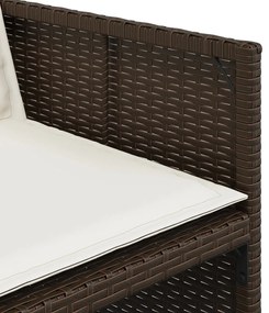 9 pcs conjunto jantar p/ jardim c/ almofadões vime PE castanho