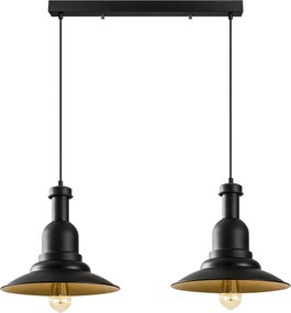 Candeeiro de Teto Saglam – Preto e Dourado – 65 x 33 cm