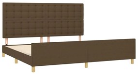 Estrutura de cama sem colchão 200x200 cm tecido castanho-escuro