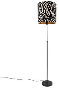 Candeeiro de Pé Preto com Abajur Impressão Zebra 40 cm Ajustável - Parte Clássico / Antigo