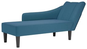 Chaise-longue com apoio de braço direito veludo azul