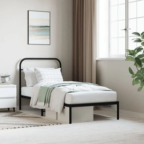 vidaXL Estrutura de cama com cabeceira 90x200 cm metal preto