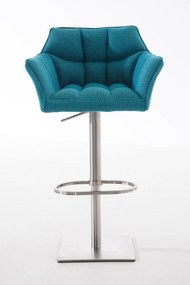 Banco de bar Damaso em tecido 64 x 88-113 x 45 cm Azul turquesa