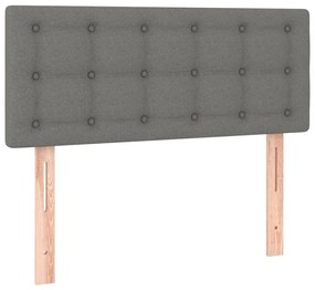 Cama box spring c/ colchão e LED 100x200 cm tecido cinza-escuro