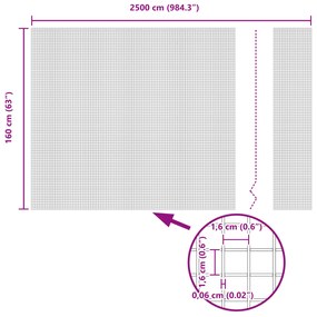 Cerca de Fio Soldado com 22 Postes Prateados 1,6 x 25 m Aço