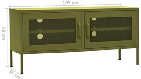 Móvel de TV aço 105x35x50 cm verde-azeitona