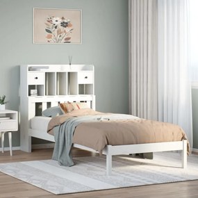 Cama com estante sem colchão 90x200 cm pinho maciço branco