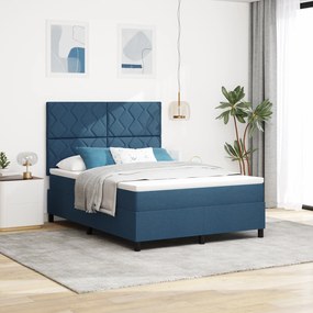 Cama Box Spring com Colchão Azul 140x200 cm Tecido