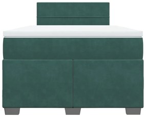 Cama boxspring com colchão 120x190 cm veludo verde-escuro