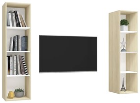 Armários de parede p/ TV 2pcs derivados madeira branco/sonoma