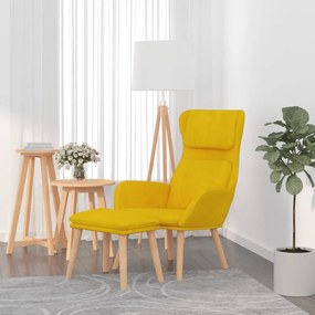 vidaXL Cadeira de descanso com banco veludo amarelo mostarda