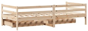 Sofá-cama com gavetas 80x200 cm madeira de pinho maciça