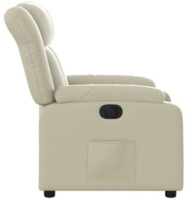 Poltrona reclinável elétrica couro artificial cor creme