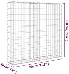 Muro gabião com tampas aço galvanizado 80x20x100 cm