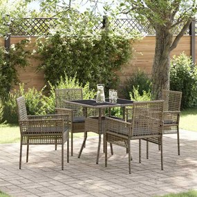 vidaXL Conjunto de Jantar de Jardim 5 Peças Cinzento Rattan Poliéster