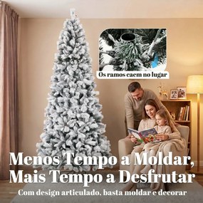 Árvore de Natal Artificial 270 cm com 1507 Ramos Base Metálica Dobrável e Montagem Rápida Branca
