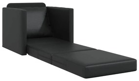 Sofá-Cama de Piso 2-em-1 Preto 74x77x81 cm Couro Sintético