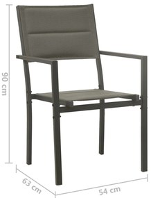 Cadeiras de jardim 2 pcs textilene e aço cinzento/antracite