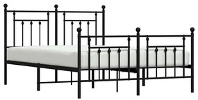 Estrutura de cama com cabeceira e pés 150x200 cm metal preto