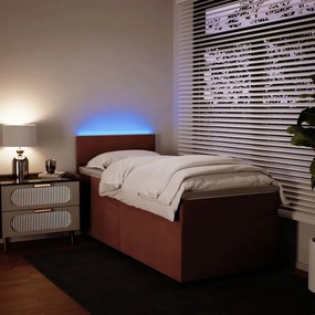 Cama com Molas/Colchão e Luzes Led - 80x200 cm - Veludo Rosa