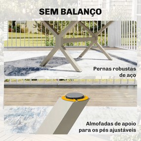 Mesa de Jardim Extensível (CADEIRAS NÃO INCLUIDAS) para 8-10 Pessoas em Alumínio e Aço 154/214x85x73 cm Cinza