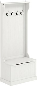 HOMCOM Móvel de Entrada com Cabide, Banco e Arrumação Branco Moderno 71,5x39,5x170 cm | Aosom Portugal