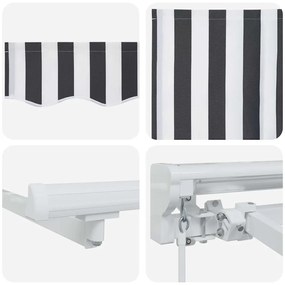 Toldo Retrátil Manual Antracite e Branco 350x200 cm