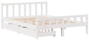 Cama sem colchão 150x200 cm madeira de pinho maciça branco