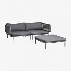 Sofá Modular De Jardim De 2 Peças Com 2 Módulos De Canto E Puff Em Aço Roubly Cinza Grafito - Sklum