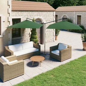vidaXL Guarda-sol de jardim duplo com poste de aço 600x300 cm verde