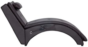 Chaise longue de massagem c/ almofada couro artificial castanho